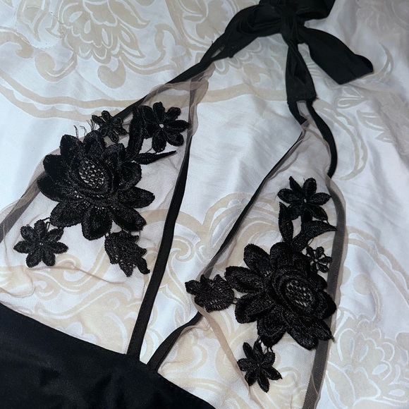 Cut Out Mesh Halter One Piece Swim Suit NWT - Picture 2 of 4